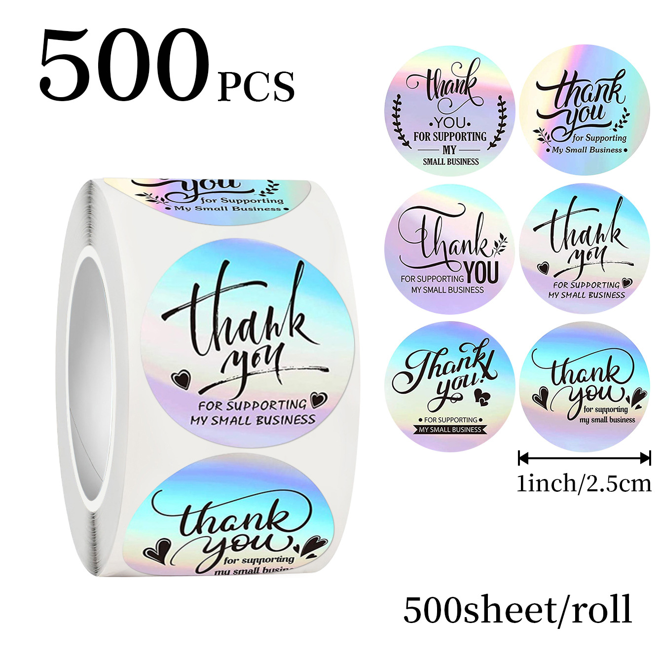 JCAC 500pcs/roll 1 Inch Hologr - огляд і ціна Sticker Label Roll