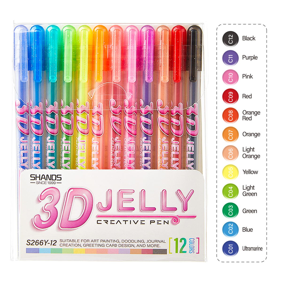 SHANDS 12PCS 3D Jelly Gel Pens - огляд і ціна Gel Ink Pen Set