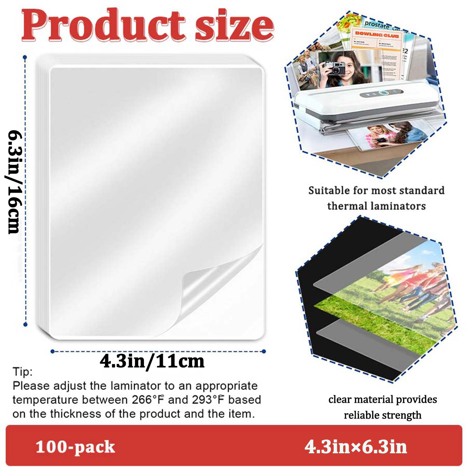 100 Sheets 4.3×6.3in Thermal L - огляд і ціна Document Laminator Pouch